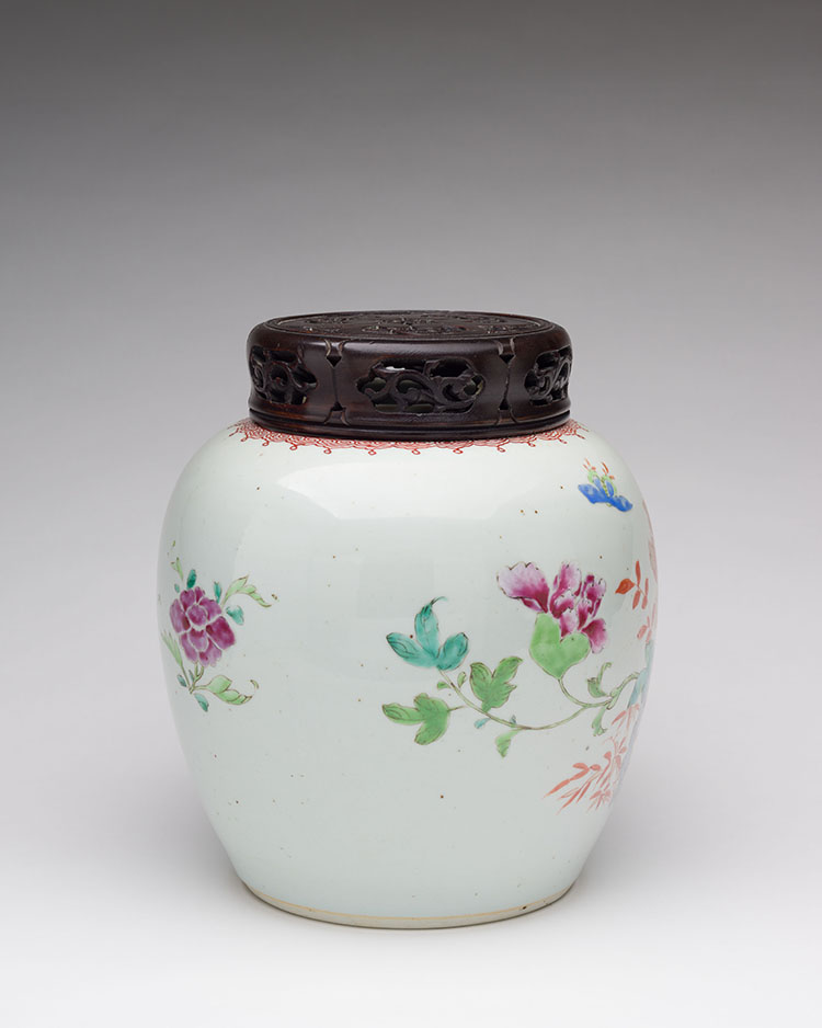 A Chinese Export Famille Rose 'Butterfly and Florals' Ginger Jar, 18th Century by  Chinese Art