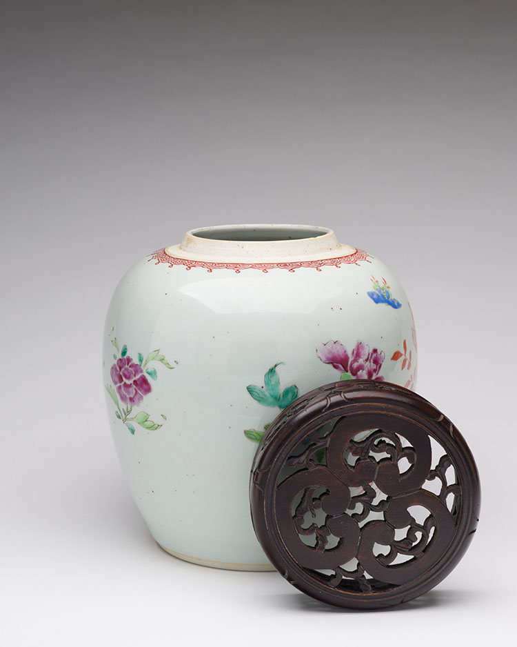 A Chinese Export Famille Rose 'Butterfly and Florals' Ginger Jar, 18th Century by  Chinese Art