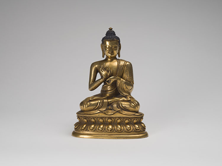 An Impressive Sino-Tibetan Gilt Bronze Seated Figure of Buddha Shakyamuni, 18th Century by  Chinese Art