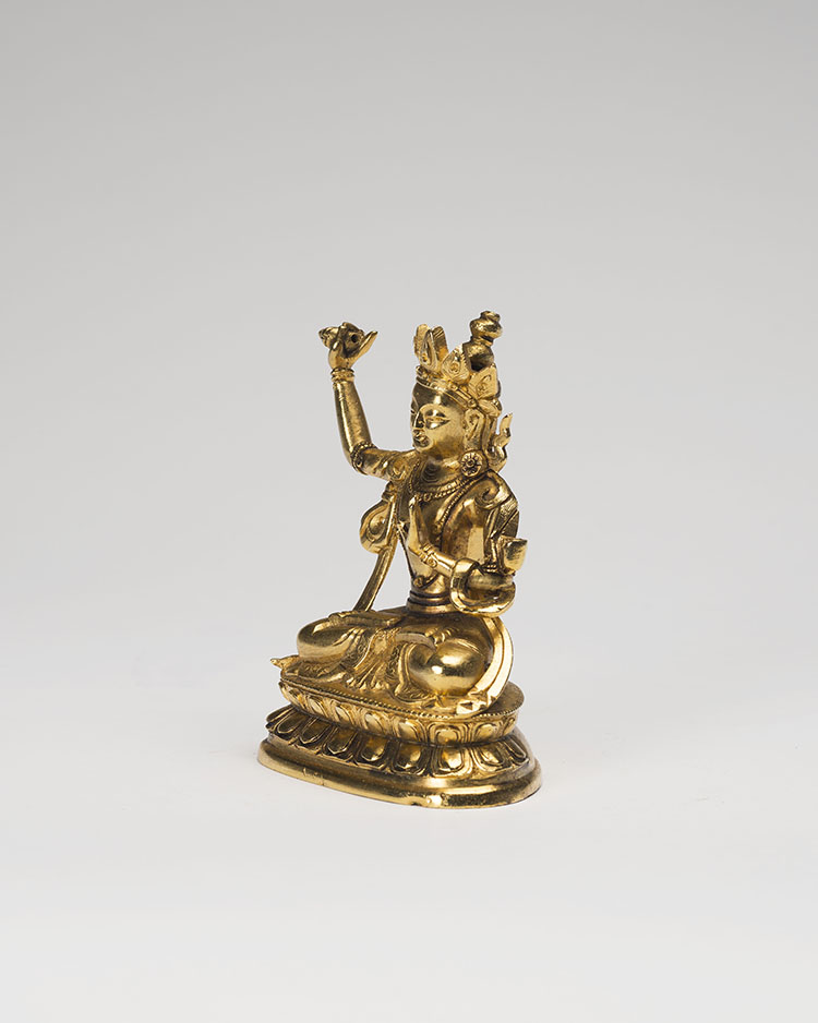 A Sino-Tibetan Gilt Bronze Seated Figure of Manjushri, 17th/18th Century by  Chinese Art