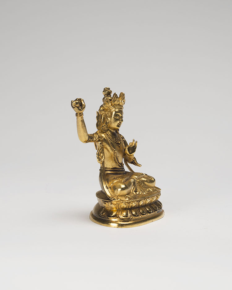 A Sino-Tibetan Gilt Bronze Seated Figure of Manjushri, 17th/18th Century by  Chinese Art