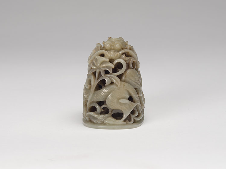 A Chinese Pale Celadon Jade 'Dragon' Finial, Ming Dynasty (1368 - 1644) by  Chinese Art