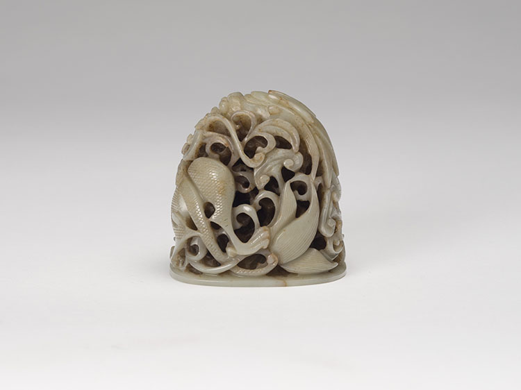 A Chinese Pale Celadon Jade 'Dragon' Finial, Ming Dynasty (1368 - 1644) by  Chinese Art