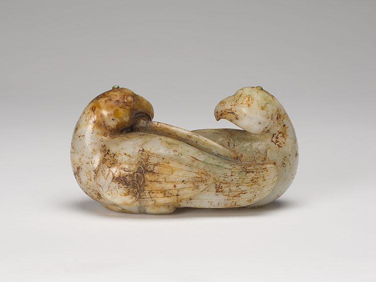 A Large Chinese White and Russet Jade Double Quail, Late Qing Dynasty by  Chinese Art