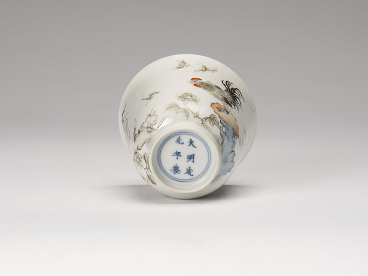 A Chinese Famille Rose 'Rooster' Cup, Chenghua Mark, Republican Period by  Chinese Art