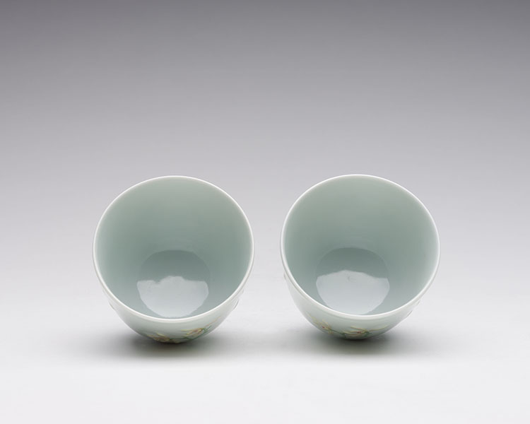 An Unusual Pair of Chinese Famille Rose Moulded 'Floral' Cups, Daoguang Mark and Period (1821-1850) by  Chinese Art