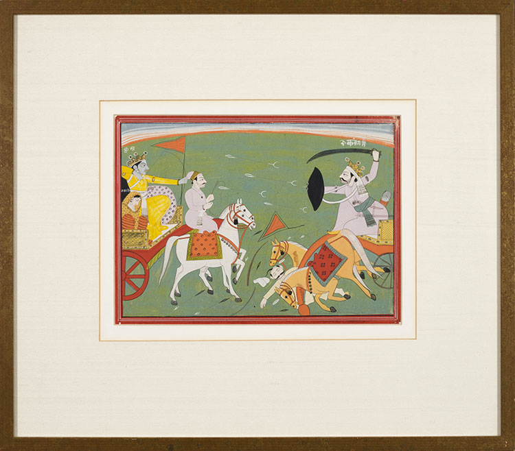 A Rajasthan Painted Miniature of Krishna on a Chariot, 19th Century by Indian Art