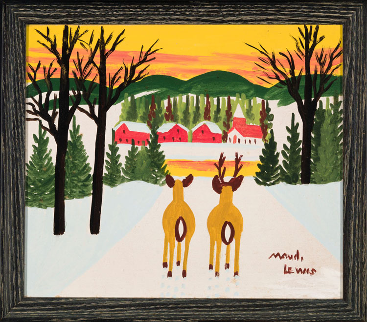 Two Deer in Winter by Maud Lewis