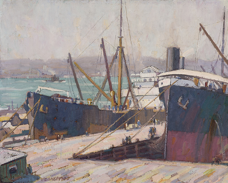 Docked Freighters par Peter Clapham Sheppard