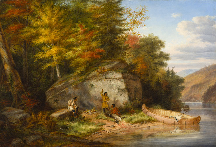 Camping at the Big Rock par Cornelius David Krieghoff