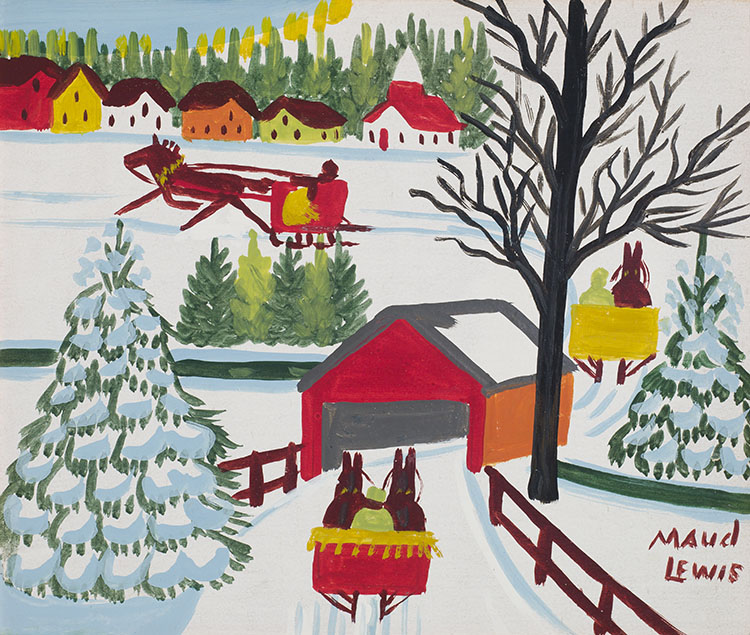 Covered Bridge in Winter by Maud Lewis