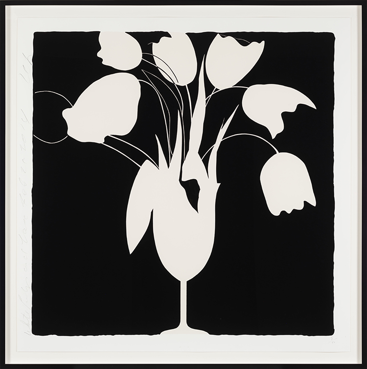 White Tulips and Vase, February 25, 2014 by Donald Sultan