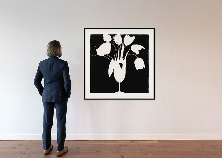 White Tulips and Vase, February 25, 2014 by Donald Sultan