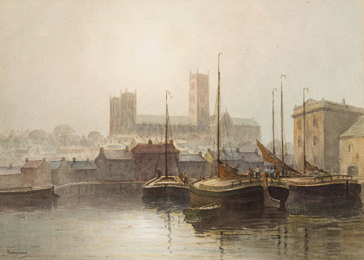 Brayford Pool and Lincoln Cathedral by Charles E. Hannaford