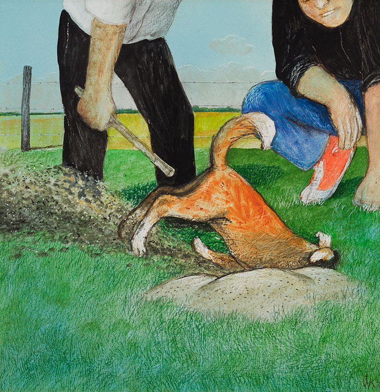 Dog Digging up Gopher par William Kurelek