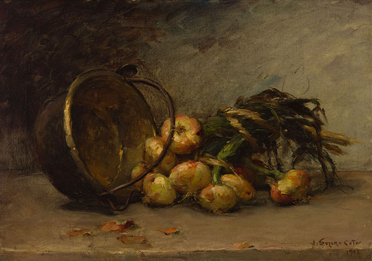 Oignons, nature morte also known as Oignons et cuivre par Marc-Aurèle de Foy Suzor-Coté