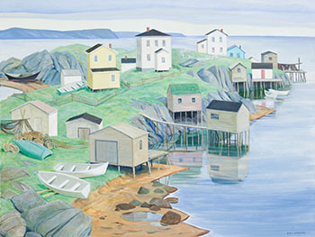 Village at Durrell's Arm, Nfld. by Doris Jean McCarthy sold for $46,250